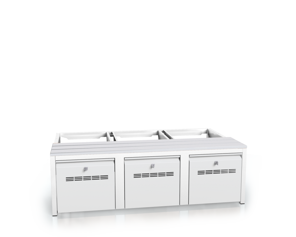 Předlavička s PVC latěmi  - se zásuvkami na obuv 375 x 1200 x 800